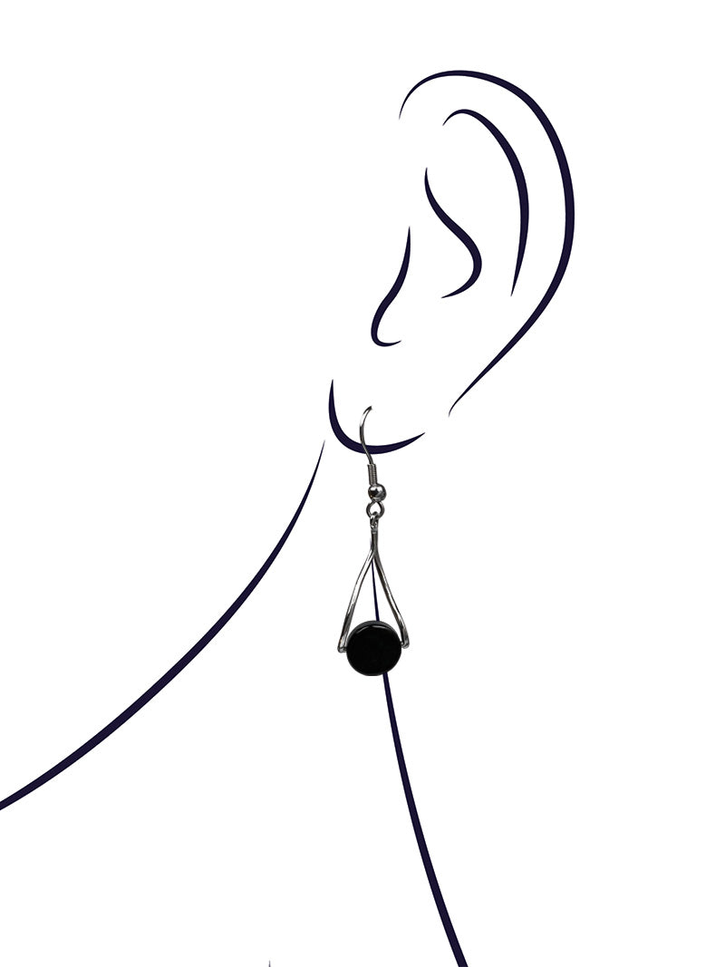 Black onyx stainless steel earrinngs