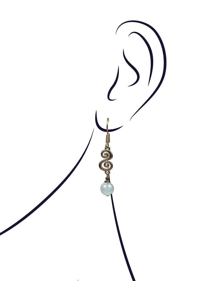 Blue aquamarine gold plated earrings