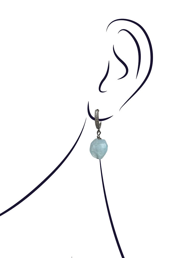 Blue aquamarine stainless steel earrings