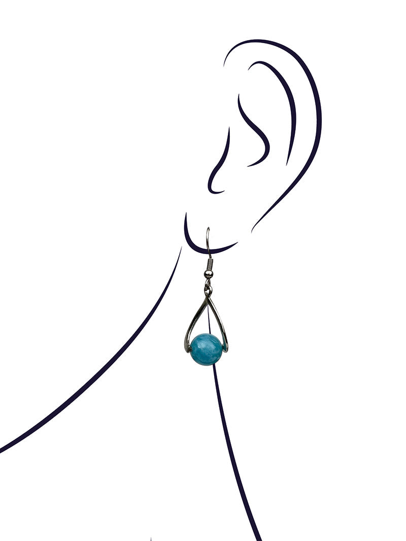 Blue jade stainless steel earrings