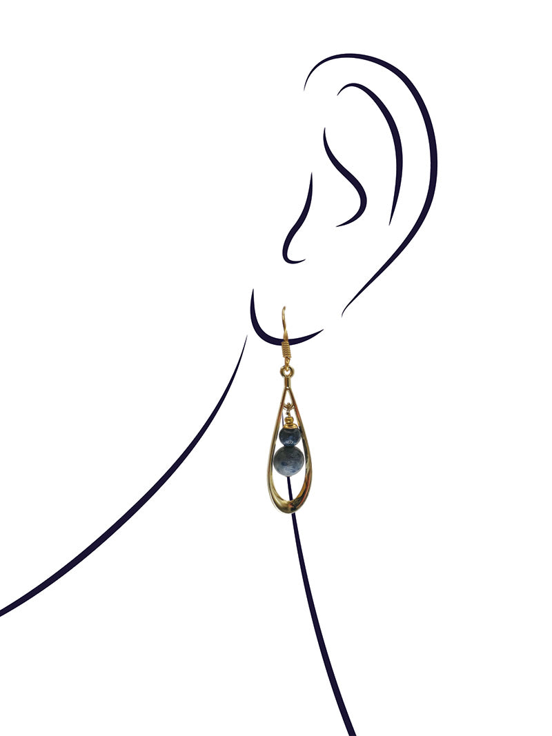 Blue coral gold plated earrings