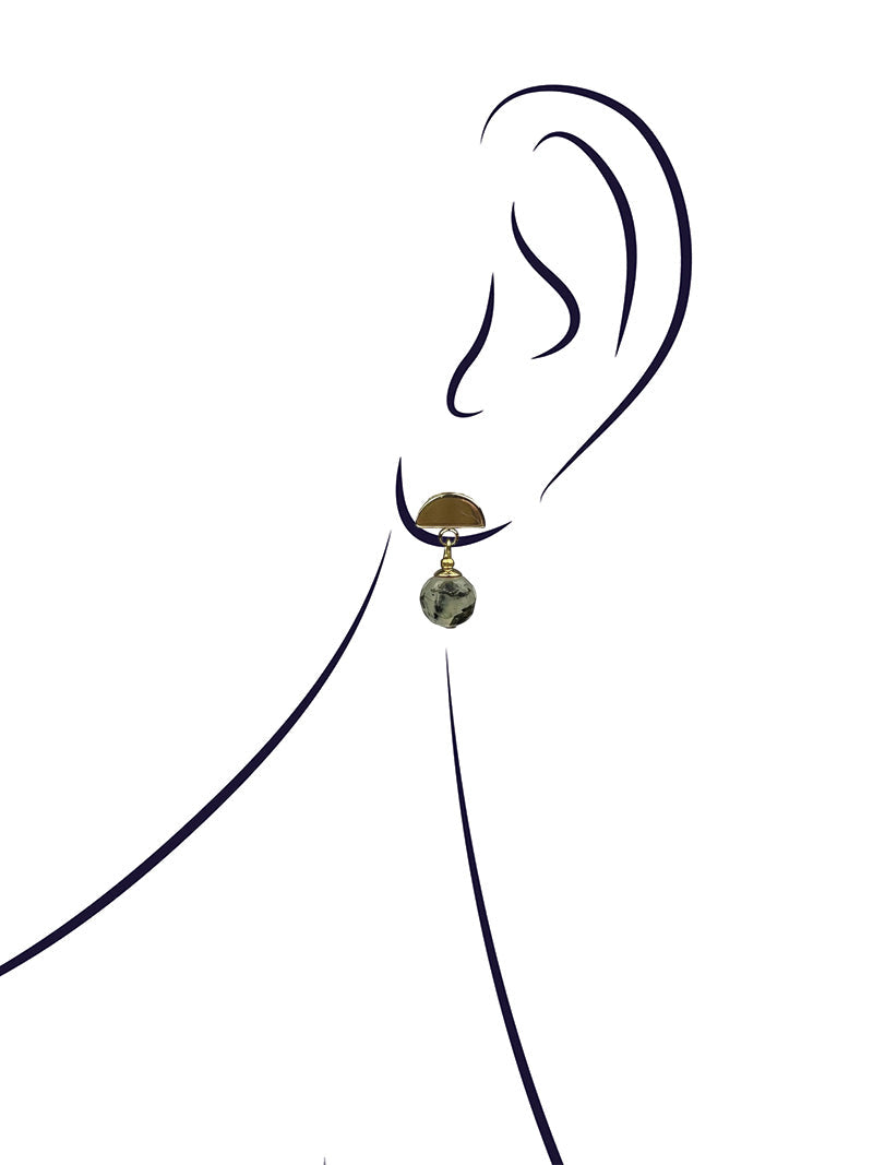 Green prehnite gold plated earrings