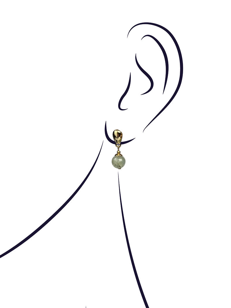 Green prehnite gold plated earrings