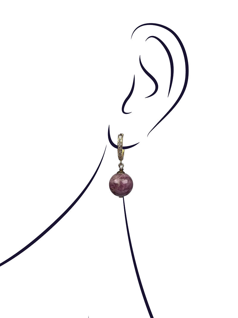 Pink tourmaline gold plated earrings