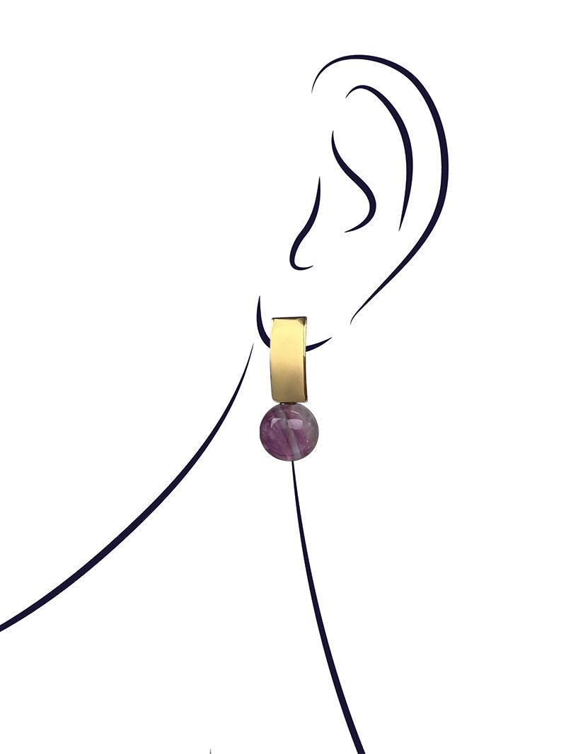 Purple lavender amethyst gold plated earrings
