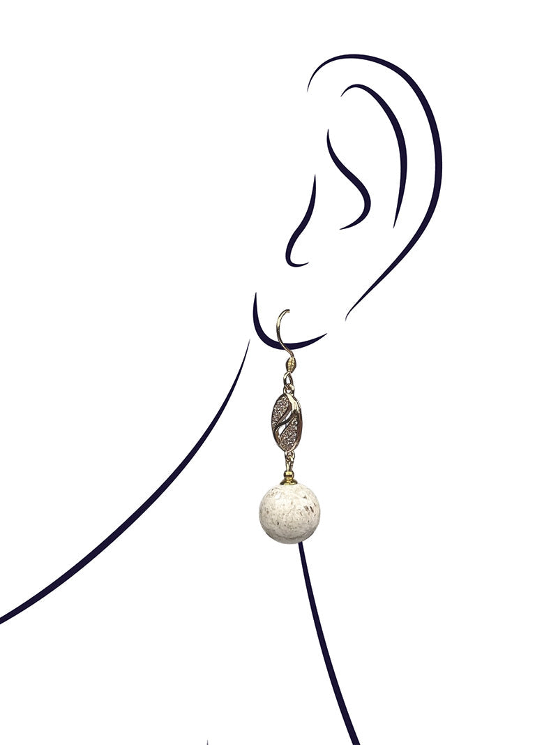 White brač stone gold plated earrings