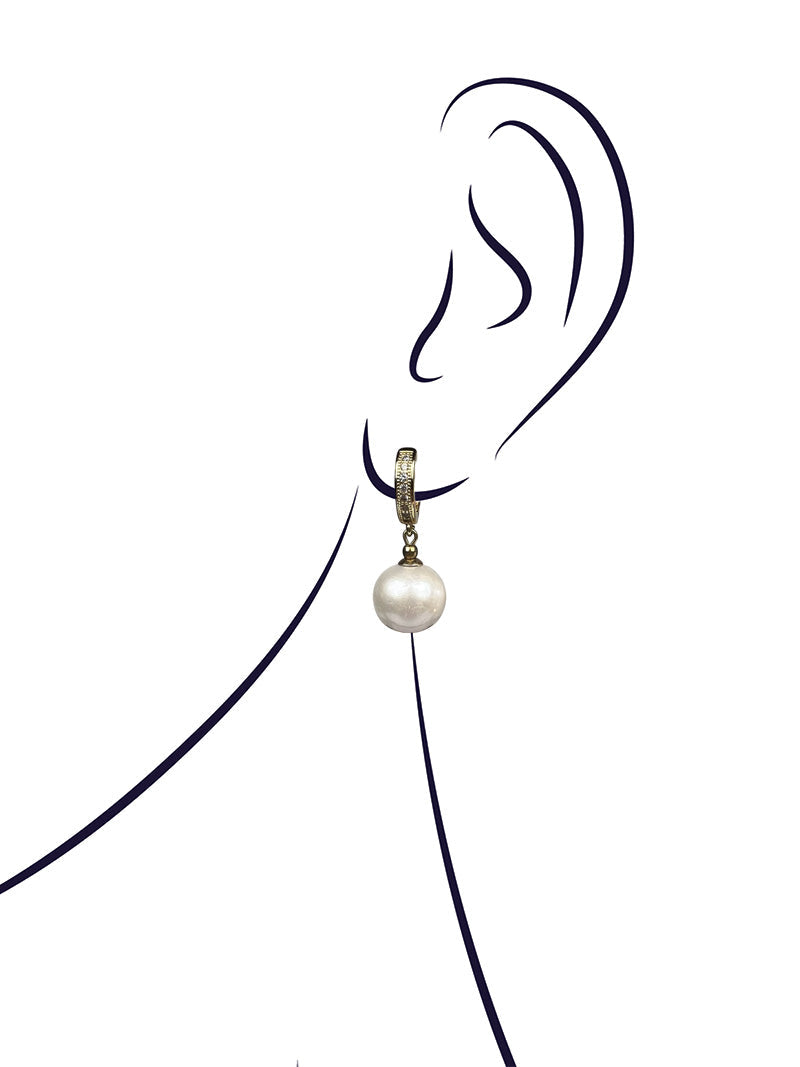 White pearl gold plated earrings
