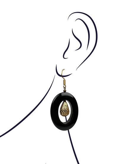 Onyx Oval Ring Earrings