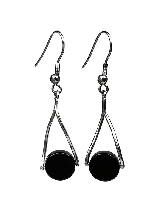 Black onyx stainless steel earrinngs