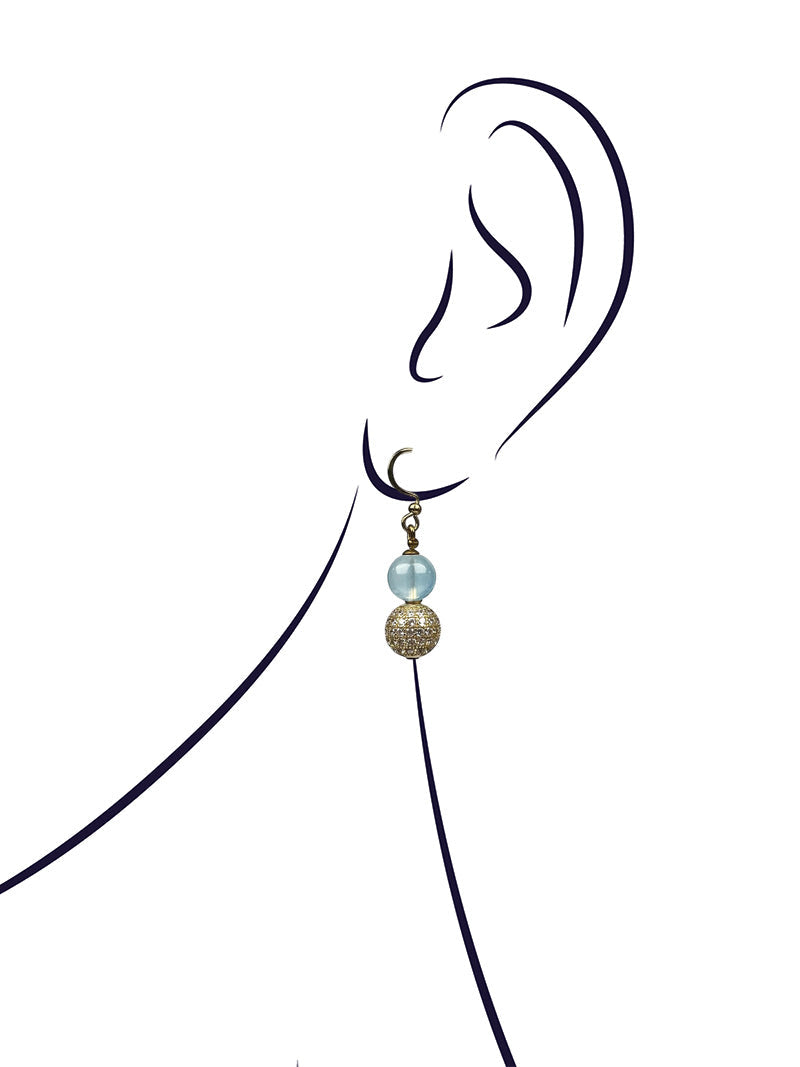 Blue aquamarine gold plated earrings