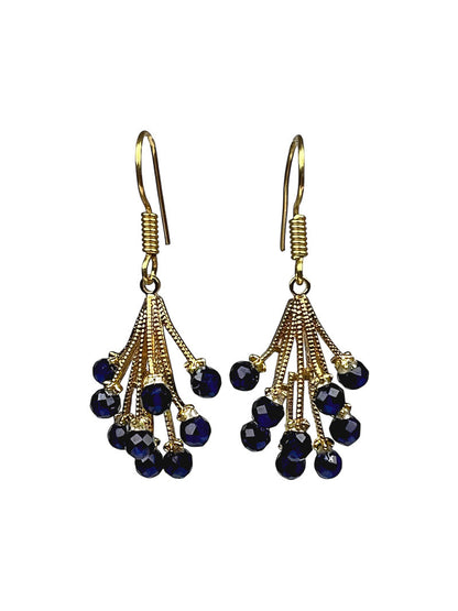 Lapis Cluster Earrings, Gold Plated