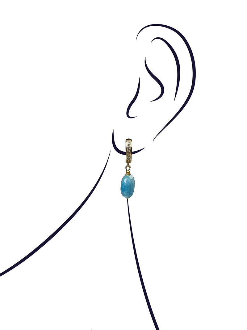 Blue aquamarine gold plated earrings