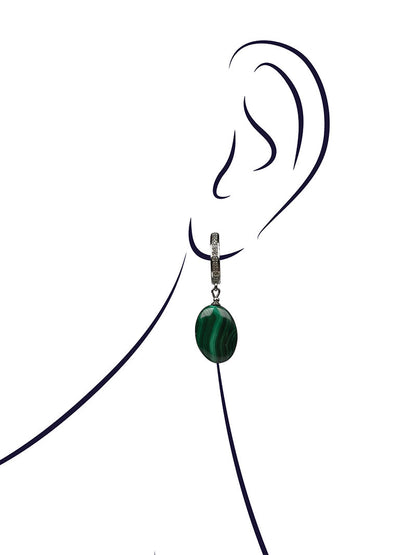 Malachite Oval Drop Earrings