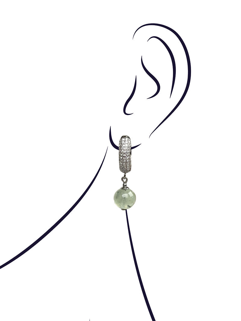 Green prehnite stainless steel earrings