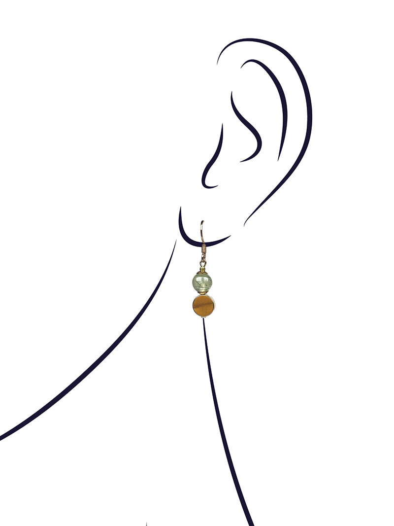 Green prehnite gold plated earrings
