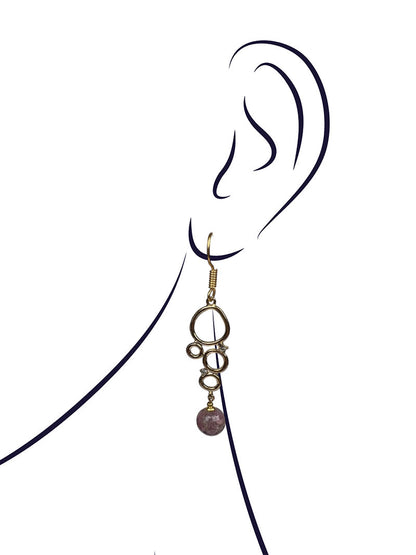 Pink Tourmaline Circle Link Earrings