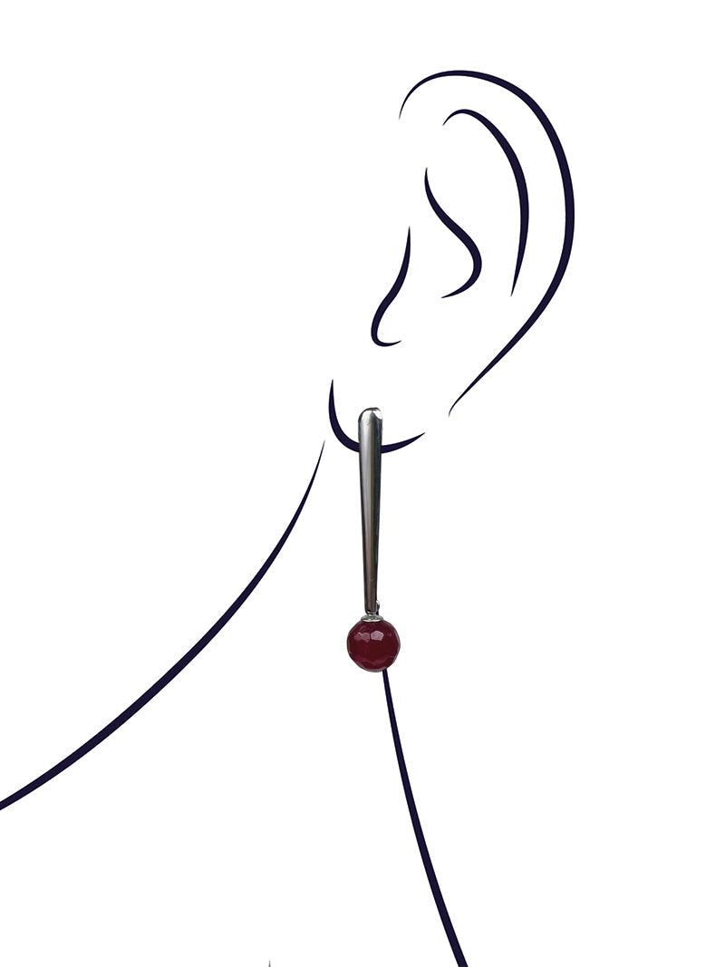 Red ruby stainless steel earrings