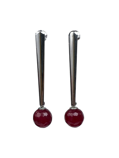 Ruby Long Bar Earrings, Silver-Tone