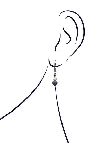 Blue Coral and Pearl Drop Earrings