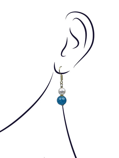 Blue Agate and Pearl Drop Earrings