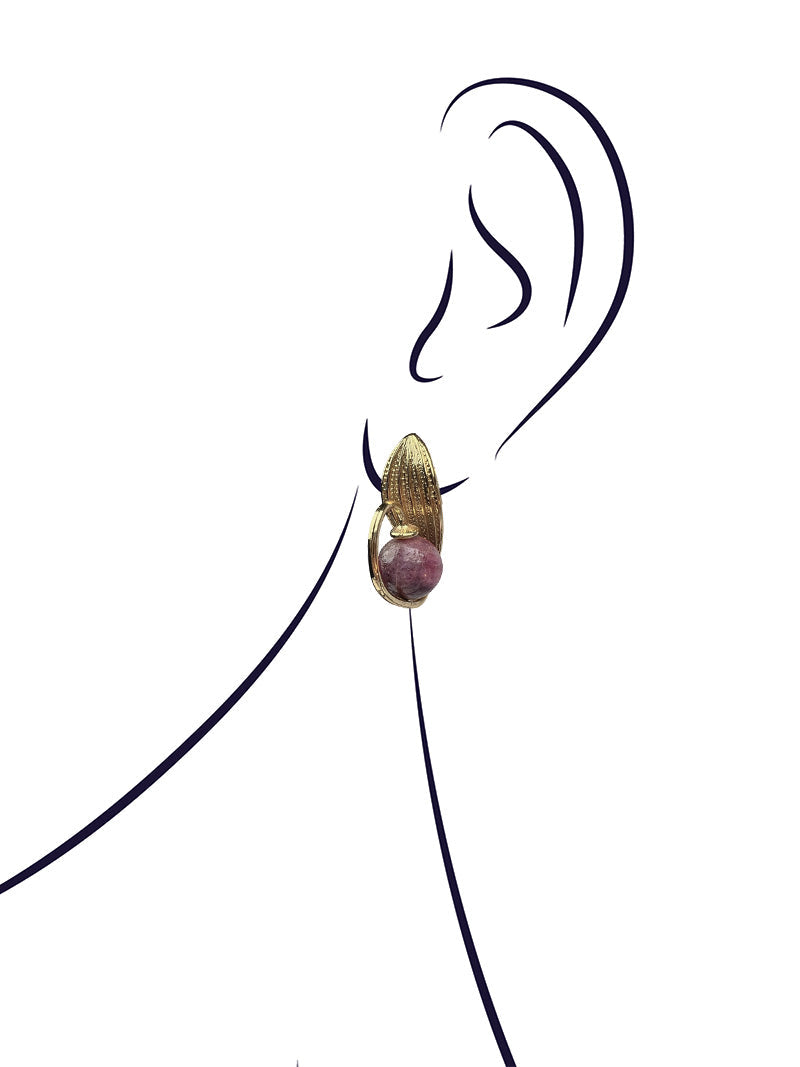 Pink tourmaline gold plated earrings