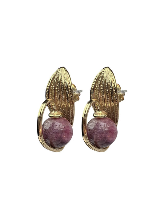Pink tourmaline gold plated earrings
