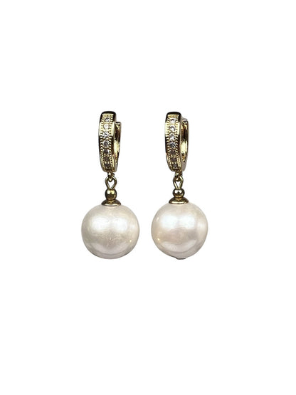 Pearl Drop Earrings, Gold Plated