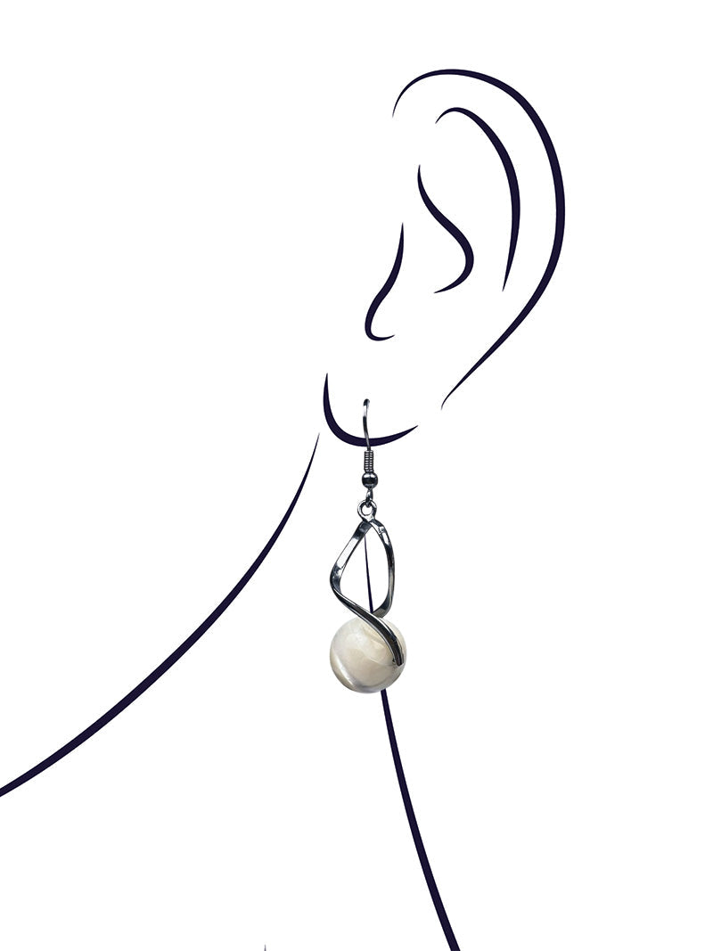 White sea shell stainless steel earrings
