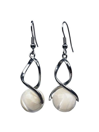 Sea Shell Twist Drop Earrings, Silver-Tone
