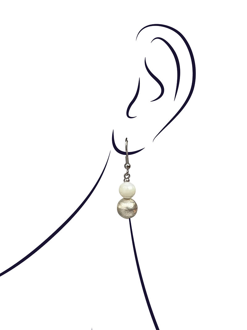 White sea shell stainless steel earrings